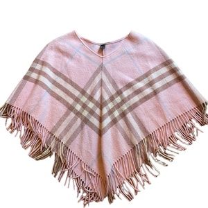 Burberry London Nova Check Poncho Classic Plaid Shawl Wool Cashmere Pullover  -